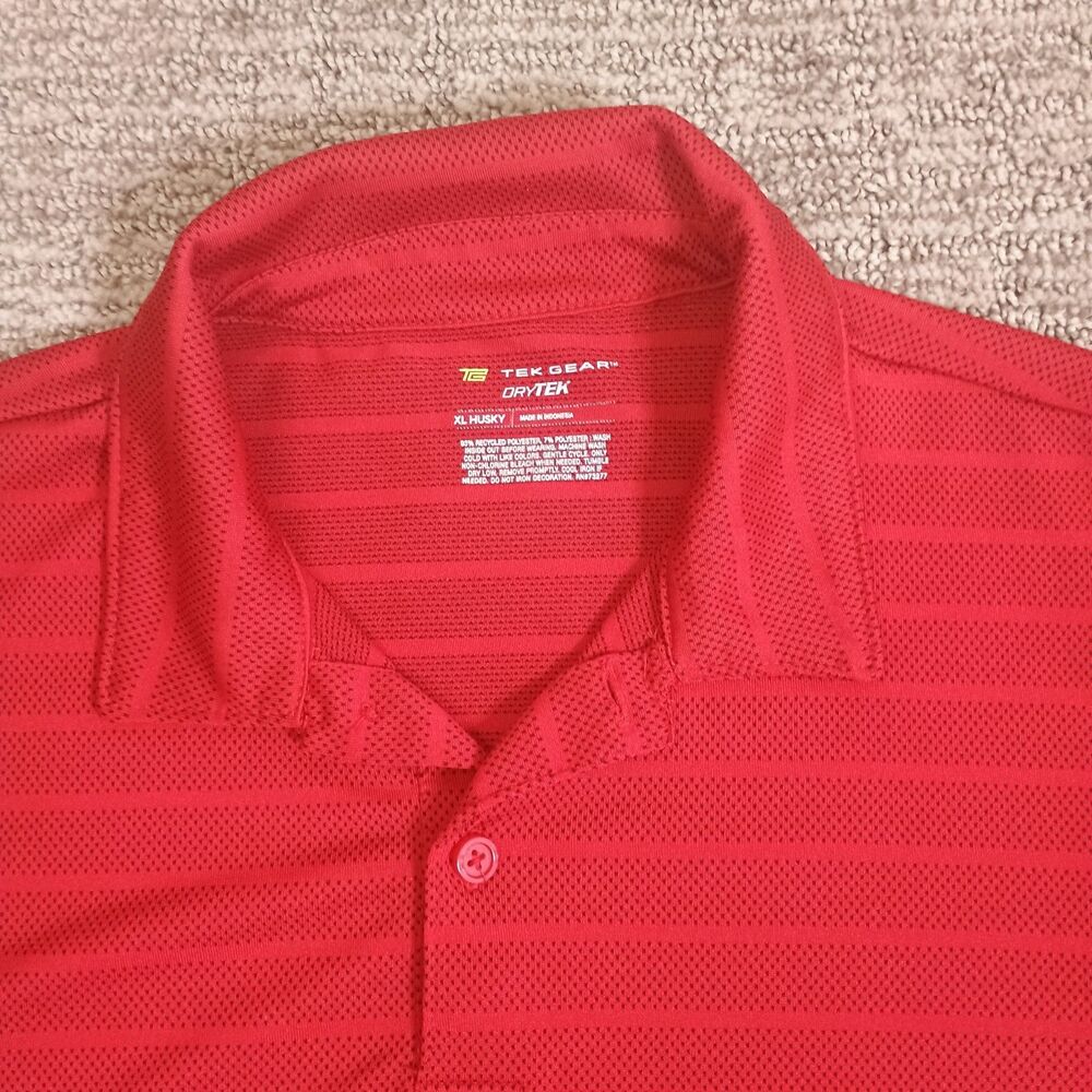 TekGear Dry Tek Polo Shirt Boys XL Huskey Bold Red Golf Performance Lightweight